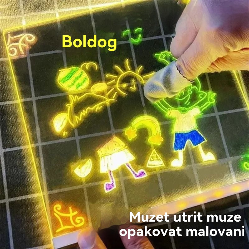 🎨💡✏️🔥Vásárolj 1-et, és kapsz mellé még 1-et ingyen!🔥 Gyermekeknek szánt világító rajztábla – kézzel készített, DIY graffitizéshez, törölhető, oktató fluoreszkáló rajztábla.