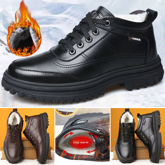 🔥Ograniczona czasowo zniżka 50%🔥【39-44】2025 Nowość Zimowe, ciepłe, męskie skórzane buty z grubą podeszwą