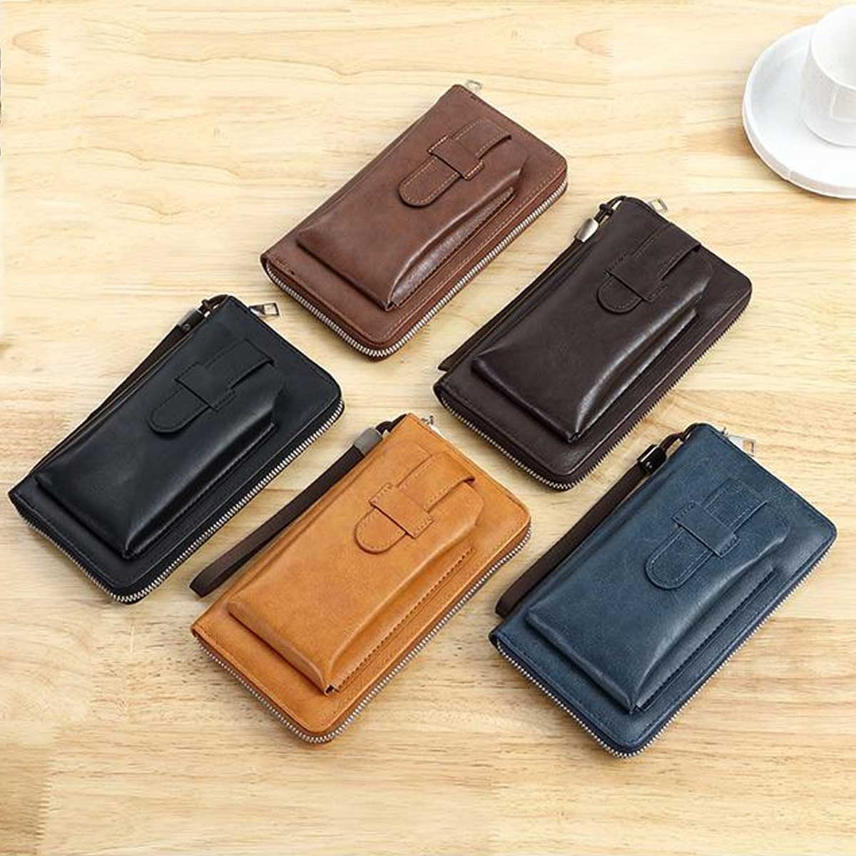 Férfi multifunkcionális pénztárca, kézzel készített természetes bőrből, új stílusú
