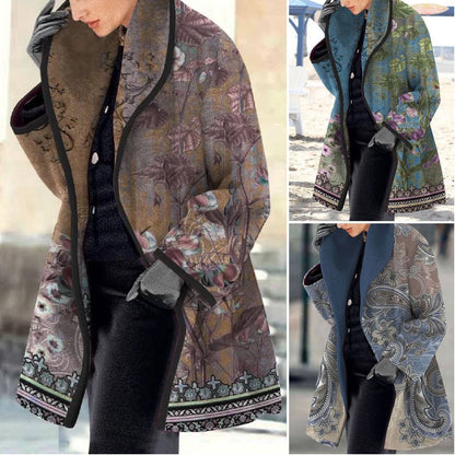 🔥Forró eladás🍄【S-3XL】💐Divatos őszi és téli hajtókás nyomott gyapjúkabát