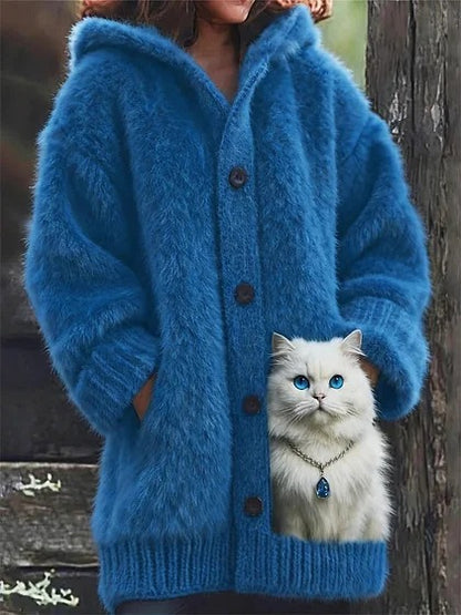 【S-5XL】Pluszowy, uroczy płaszcz z kapturem i podszewką z polaru