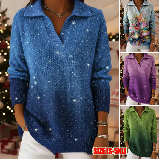 🔥【S-5XL】Marzący sweter z dzianiny z gradientowym wzorem gwiaździstego nieba