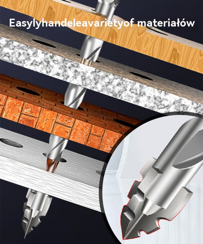 【6+8+10+12 mm】Nowe czterokrawędziowe wiertła mimośrodowe ze stali wolframowej, odpowiednie do wiercenia na sucho w płytkach, betonie, marmurze i szkle