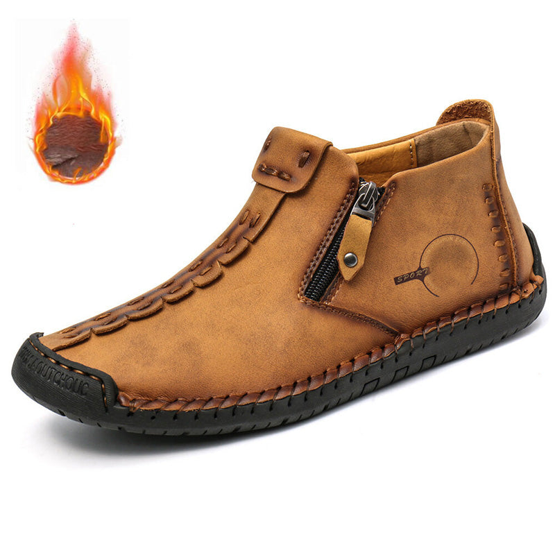 🥾Téli férfi bőr szabadidőcipő (méret 38-48), bélelt és cipzáros – meleg, kényelmes és divatos, télre alkalmas