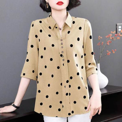 【M-5XL】 Szyfonowa koszula z eleganckim półrękawkiem