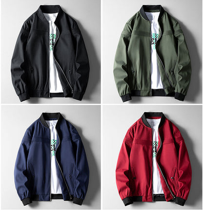 🏏 Męska casualowa kurtka z kołnierzem baseballowym, dostępna w dużych rozmiarach