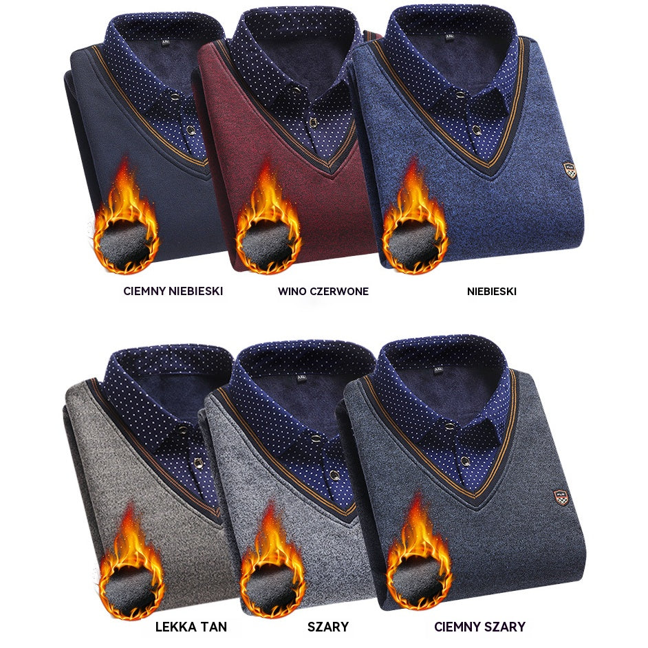 👔 [M-4XL] Nowa męska koszula dzianinowa z aksamitu na jesień/zimę