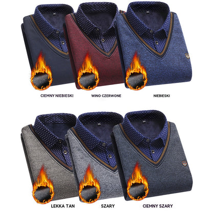 👔 [M-4XL] Nowa męska koszula dzianinowa z aksamitu na jesień/zimę