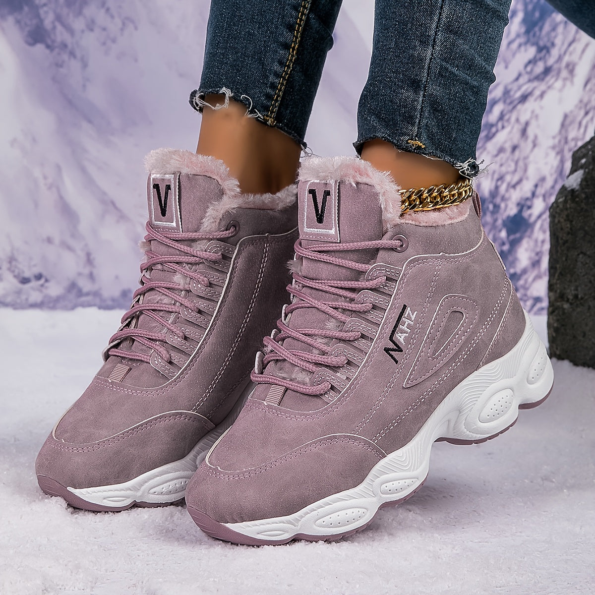 【35-41】 Téli cipő vastag plüss talppal nőknek