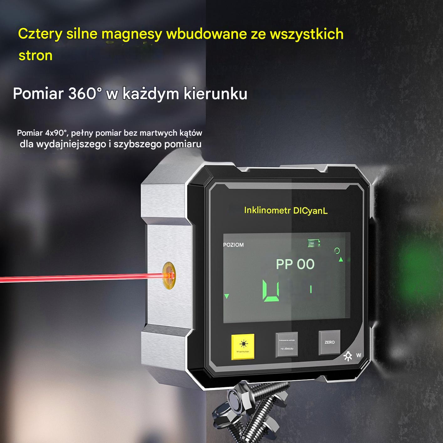 【📢📢Najniższa cena przez ograniczony czas!!! 💥】Czterostronna magnetyczna, dwustronna elektroniczna poziomica laserowa