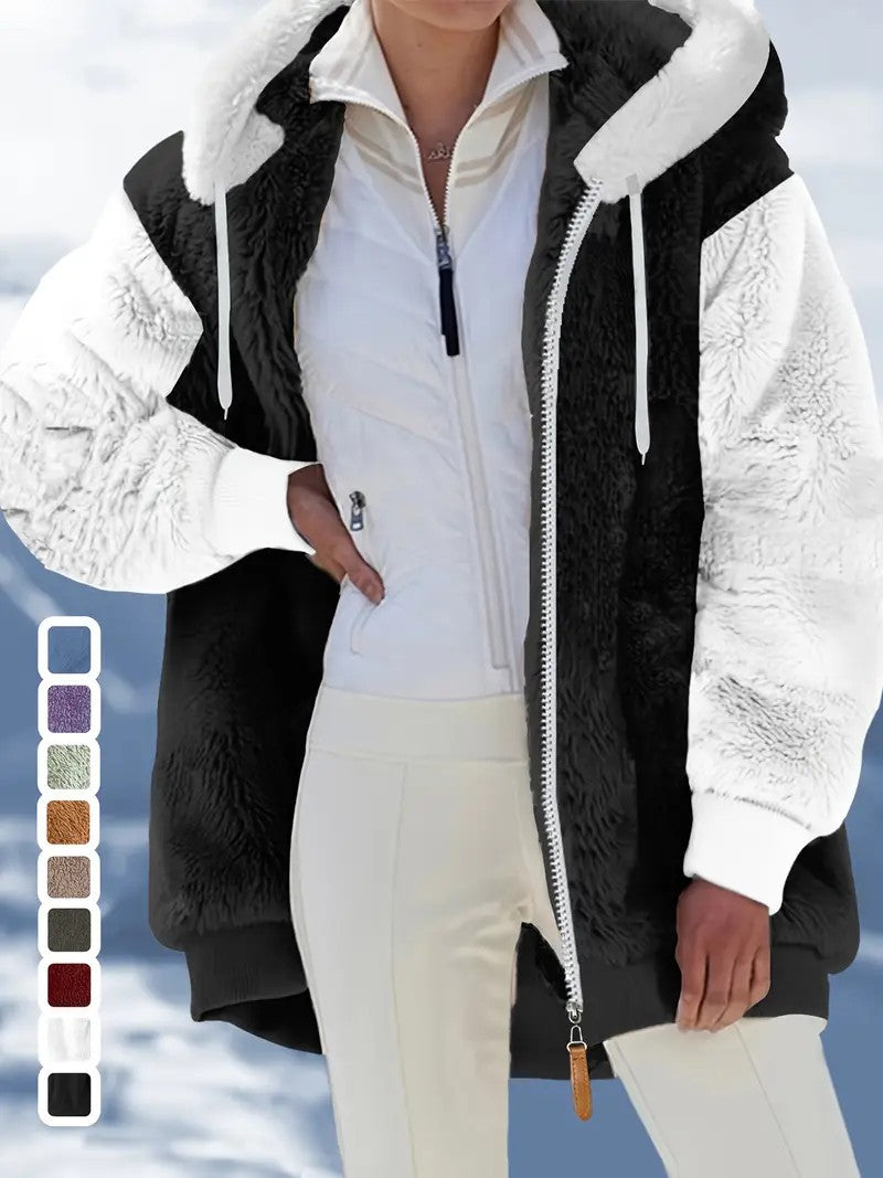 ☃️Bestseller❄️ [S-7XL] Damska kurtka 2025 z kontrastowymi paskami, z grubego pluszu