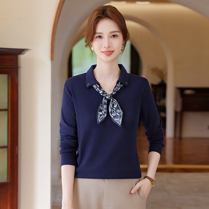 【XL-5XL】Modna, casualowa bluza na wiosnę i jesień, model wkładany przez głowę, z ozdobną wstążką przy dekolcie