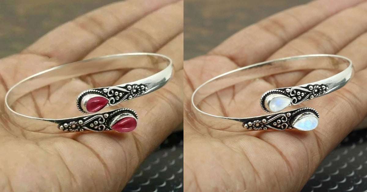 🔥✨【2 sztuki w zestawie】Średnia cena: 49.5 zł/sztuki , bransoletka w stylu vintage S925 ze srebra i zielonego agatu