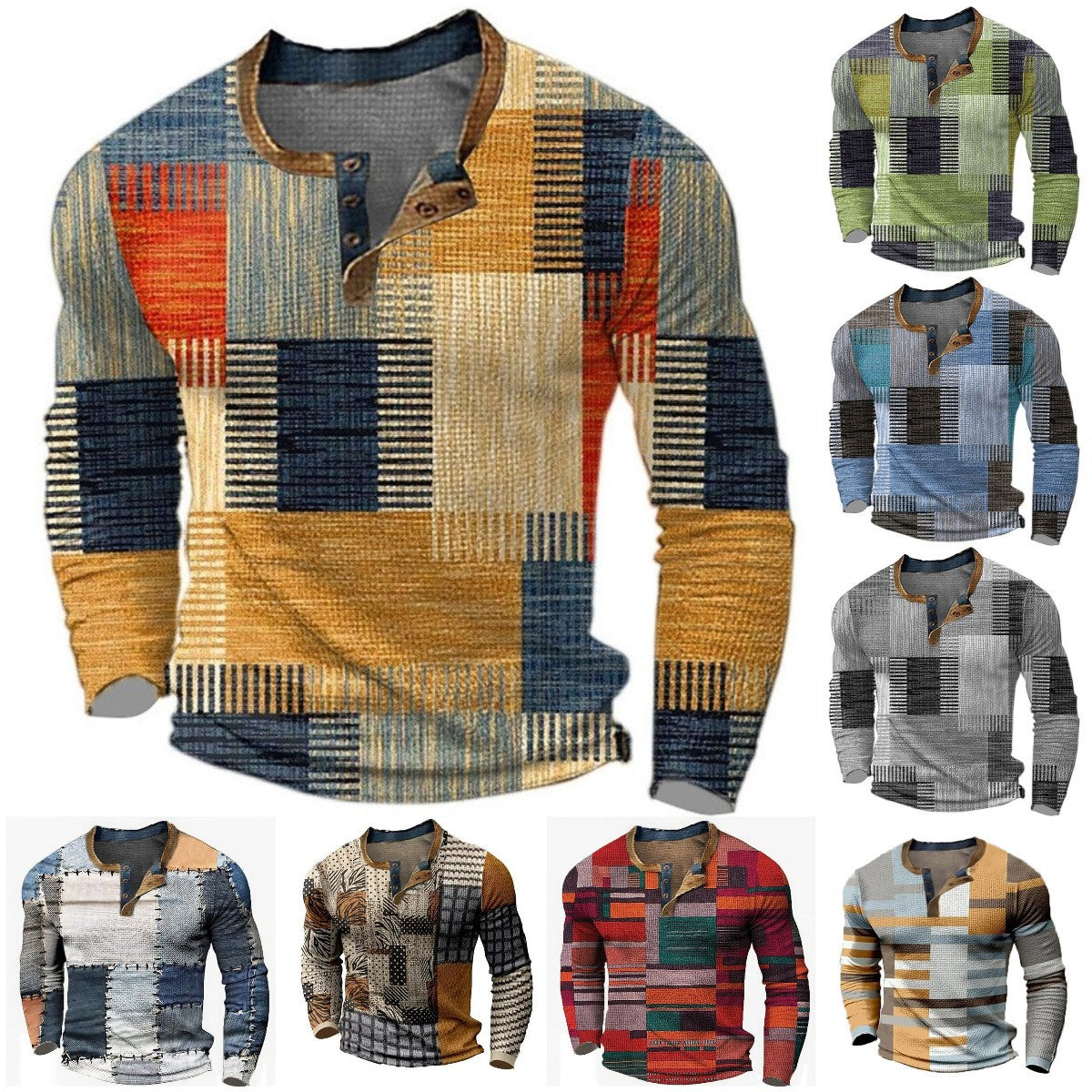 【S-4XL】Męska, jesienna, nowa, wygodna, długorękawa koszula z nadrukiem