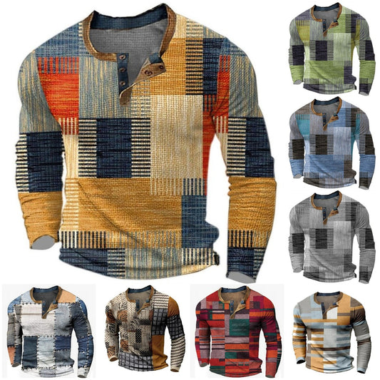 🎁😍[Korlátozott ideig kapható] 👔[S-4XL] Férfi hosszú ujjú mintás póló