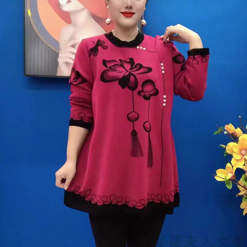 🍁🍂【M-5XL】2025 Nowe modne, jesienno-zimowe bluzki z dzianiny z nadrukiem