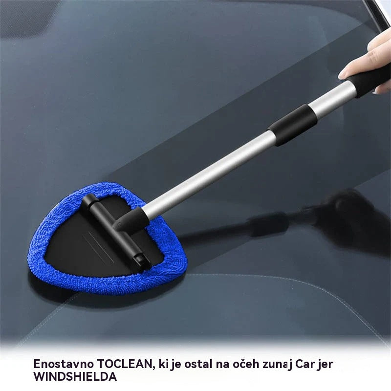 🎁【1 trikotna plastična kosa + 4 prevlek iz blaga】💦Komplet za čiščenje vetrobranskega stekla avtomobila - raztegljiv in vrtljiv za 180°
