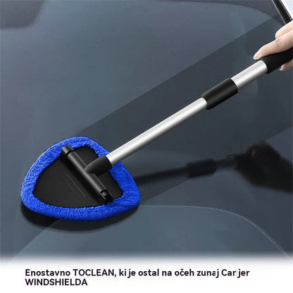 🎁【1 trikotna plastična kosa + 4 prevlek iz blaga】💦Komplet za čiščenje vetrobranskega stekla avtomobila - raztegljiv in vrtljiv za 180°