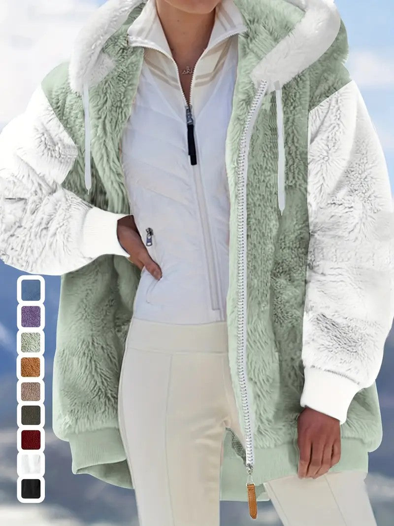 ☃️Bestseller❄️ [S-7XL] Damska kurtka 2025 z kontrastowymi paskami, z grubego pluszu