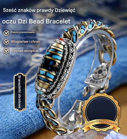 【Kup 1 dostać 1 za darmo】 Bransoletka ze srebra próby 925, retro, sześciocyfrowa, turkusowa, z mantrą, z koralików transferowych