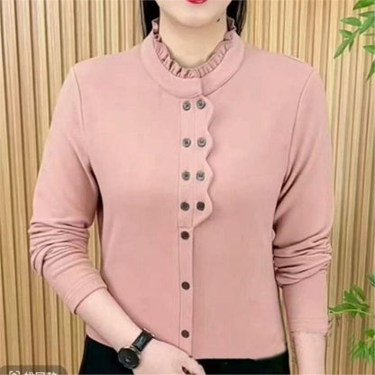 🔥🌈💕【XL~5XL】Nowa dwustronna damska koszulka z niemieckiego ciepłego polaru, luźny modny fason, jesień/zima 2025