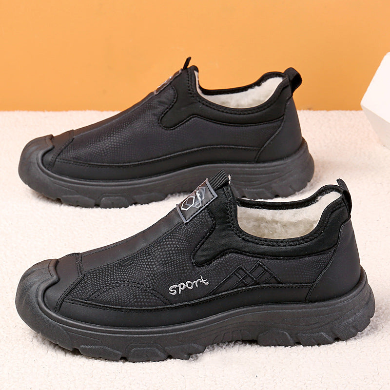 【39-44】Nowy męski zimowy płaszcz 2025, śniegowce z grubą polarową podszewką, ciepłe i antypoślizgowe