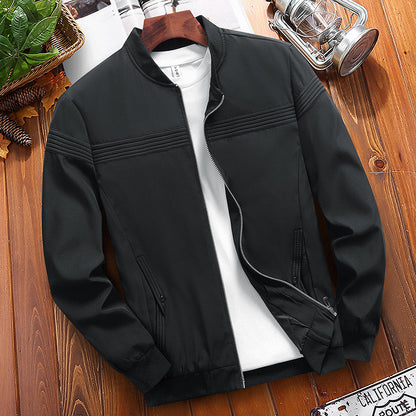 🏏 Męska casualowa kurtka z kołnierzem baseballowym, dostępna w dużych rozmiarach