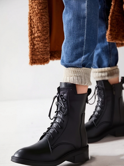 【35-41】2025 Őszi és téli új, kézzel készített valódi bőr női Martin csizma