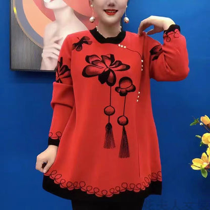 🍁🍂【M-5XL】2025 Nowe modne, jesienno-zimowe bluzki z dzianiny z nadrukiem