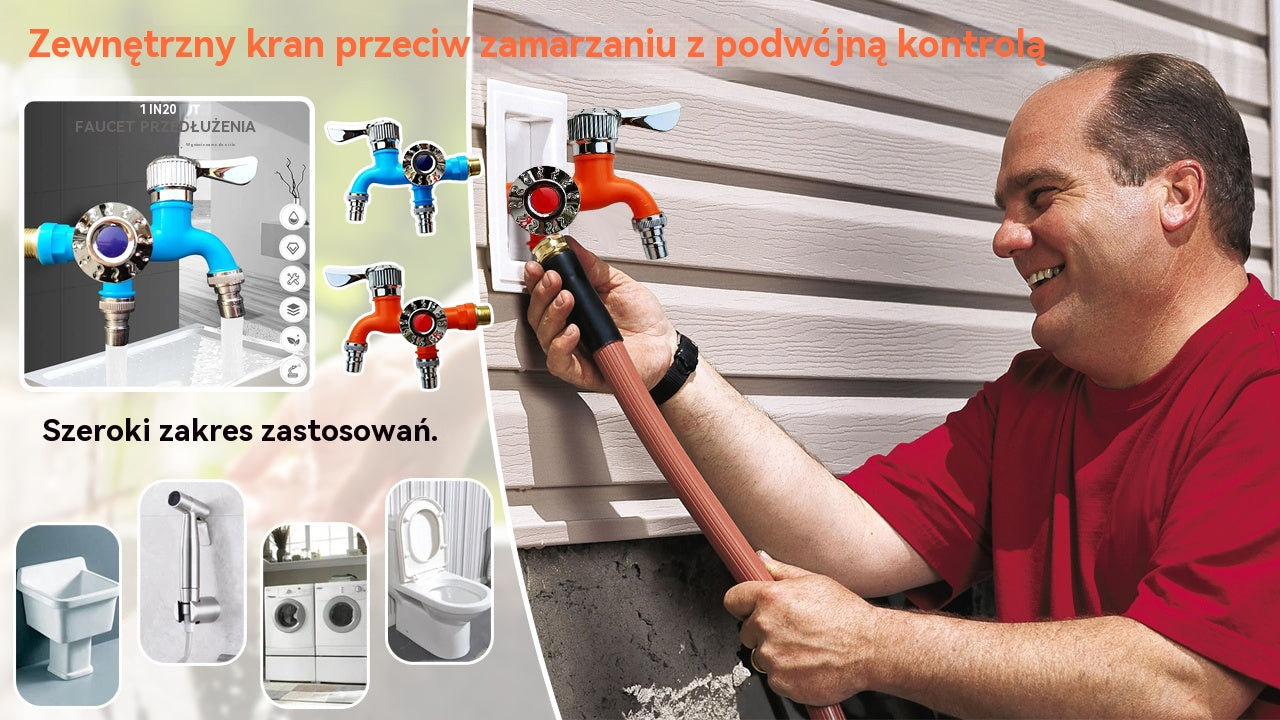 【Kup 1 dostań 1 za darmo】Zewnętrzny kran przeciw zamarzaniu z podwójnym sterowaniem