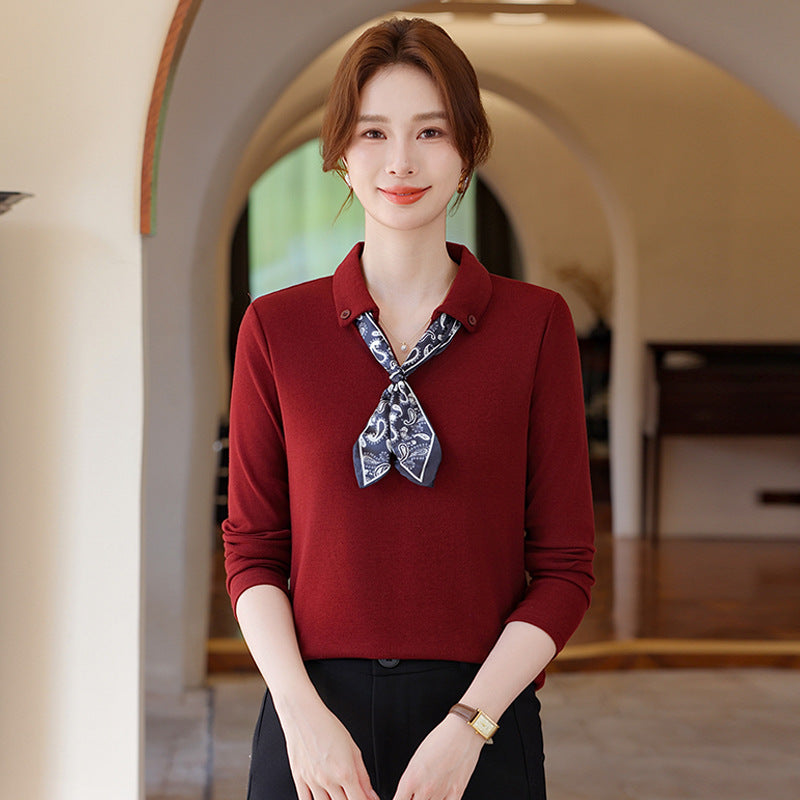 【XL-5XL】Modna, casualowa bluza na wiosnę i jesień, model wkładany przez głowę, z ozdobną wstążką przy dekolcie