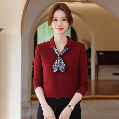 【XL-5XL】Modna, casualowa bluza na wiosnę i jesień, model wkładany przez głowę, z ozdobną wstążką przy dekolcie