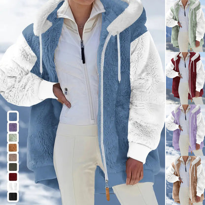 ☃️Bestseller❄️ [S-7XL] Damska kurtka 2025 z kontrastowymi paskami, z grubego pluszu