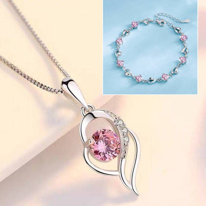 ✨✨【Nyaklánc + karkötő】💎💎925 ezüst karkötő és nyaklánc szett óceáni szív motívummal-U