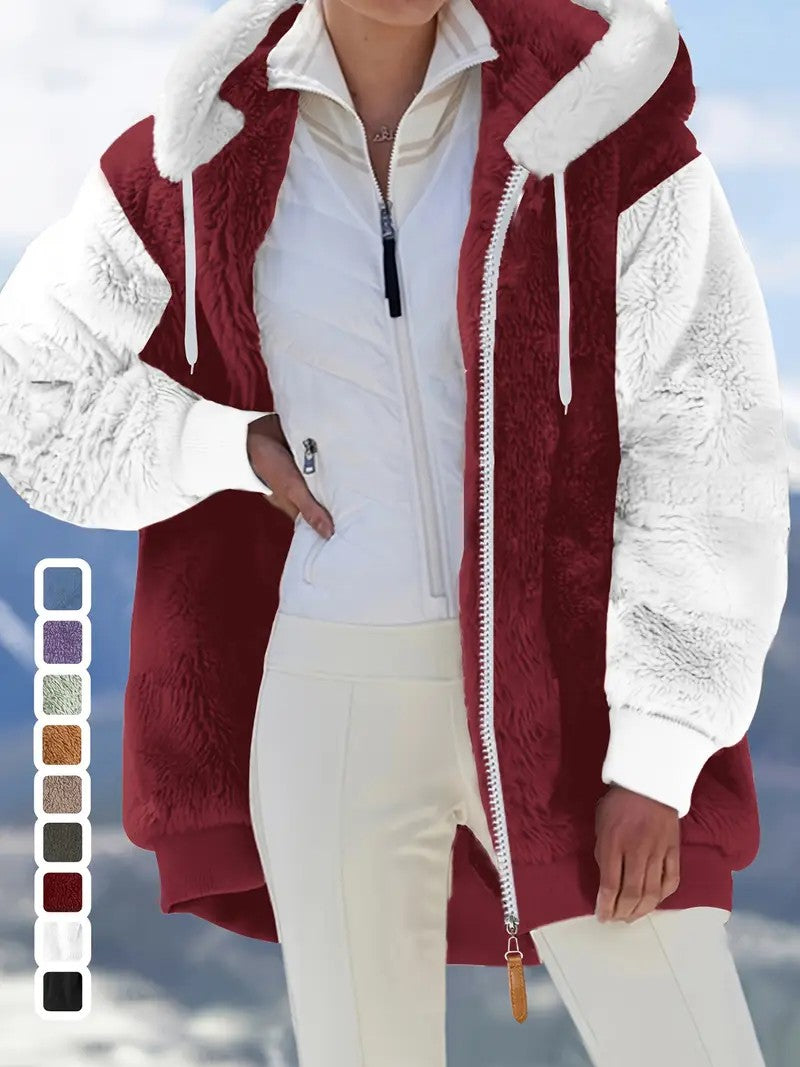 ☃️Bestseller❄️ [S-7XL] Damska kurtka 2025 z kontrastowymi paskami, z grubego pluszu