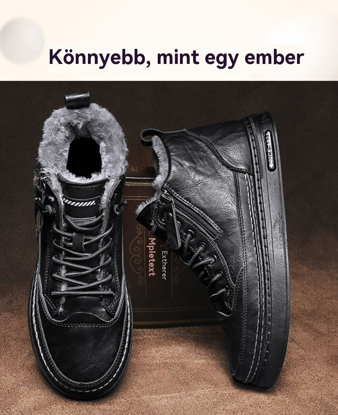 【39-44】Téli bársony meleg és vastagított magas szárú hócsizma vízálló és csúszásmentes férfi pamut cipő