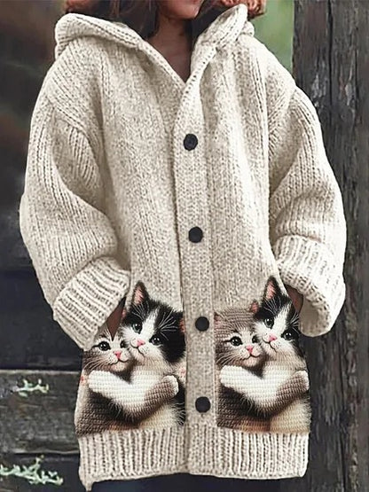 【S-5XL】Pluszowy, uroczy płaszcz z kapturem i podszewką z polaru