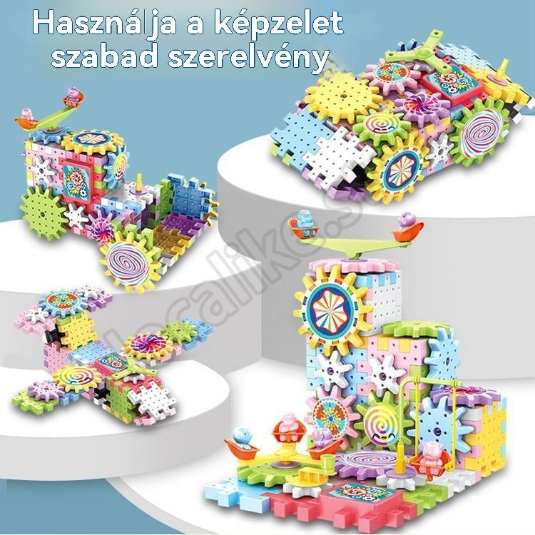 🔥Elektromos építőkockák ★Forgó játék ✨ Nagy részecskés kirakó 🌈Egy folyamatosan változó gyermekparadicsom