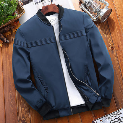 🏏 Męska casualowa kurtka z kołnierzem baseballowym, dostępna w dużych rozmiarach