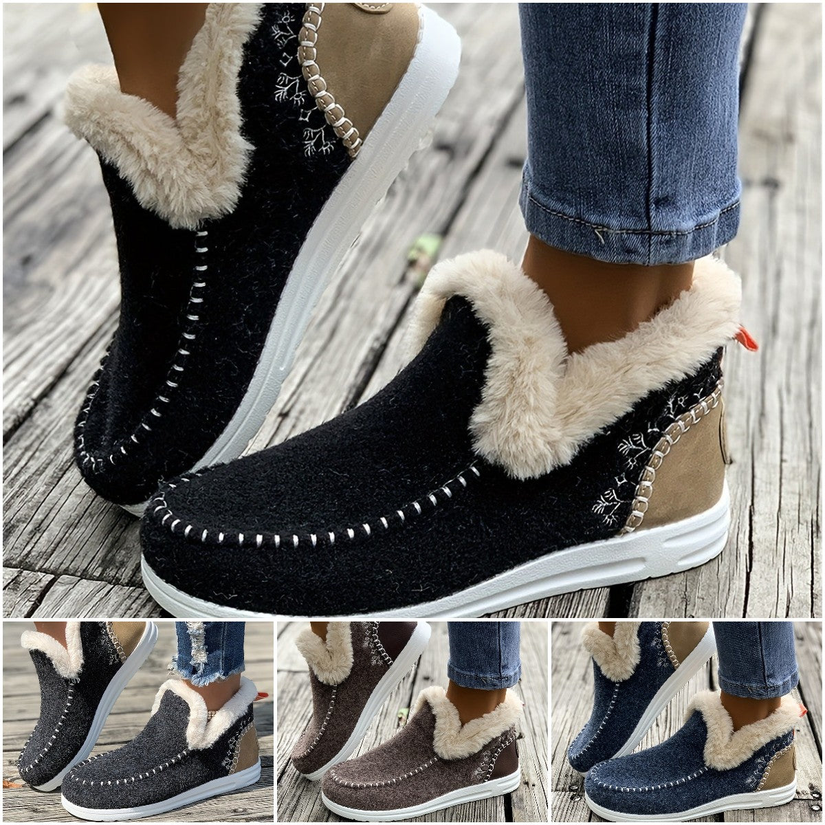 👞【36-43】Jesienno-zimowe nowe damskie krótkie buty i śniegowce z podszewką pluszową