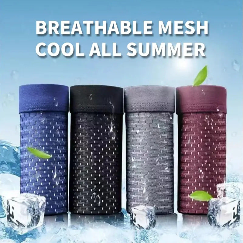 😎2025 Nove antibakterijske mrežaste moške boksarske hlače plus size