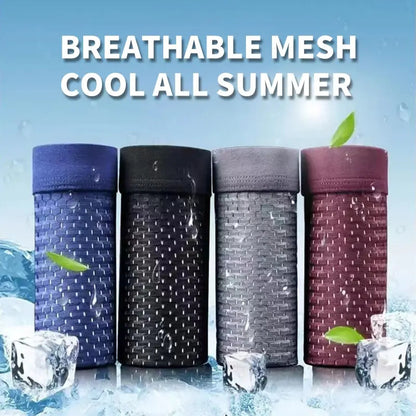 😎2025 Nove antibakterijske mrežaste moške boksarske hlače plus size