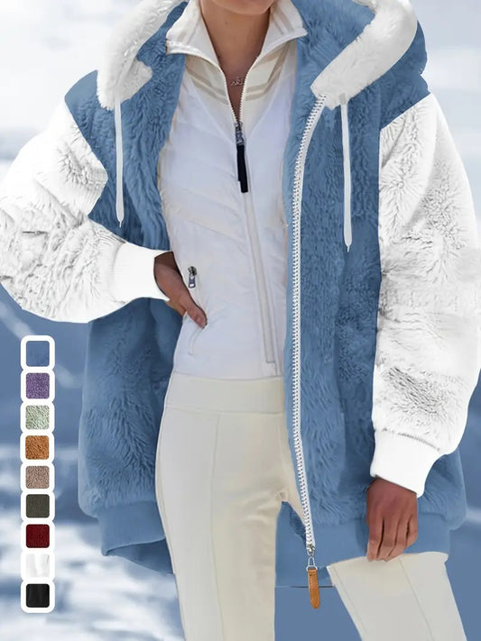 ☃️Bestseller❄️ [S-7XL] Damska kurtka 2025 z kontrastowymi paskami, z grubego pluszu