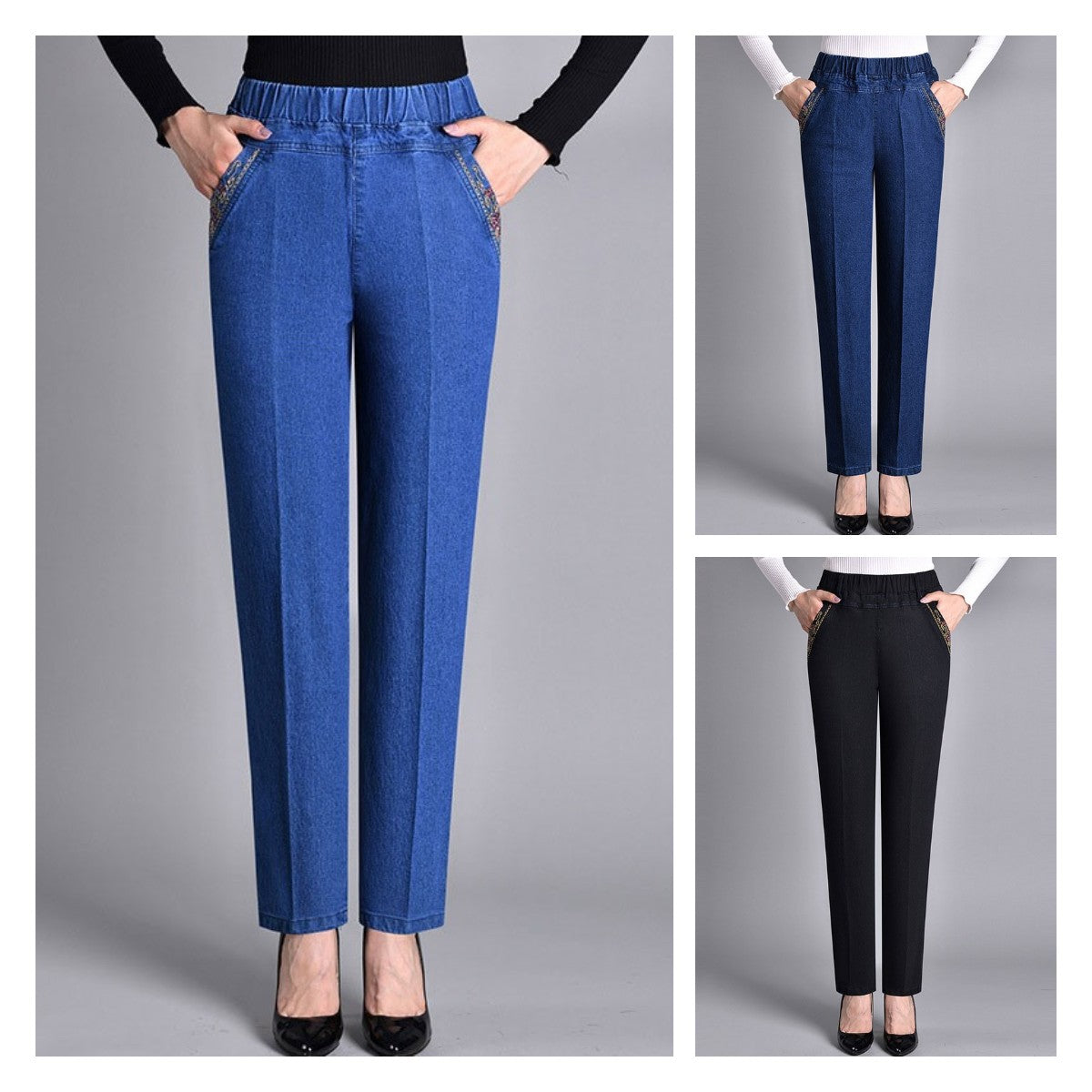 💥 2025 ravne priložnostne jesenske in zimske raztegljive kavbojke