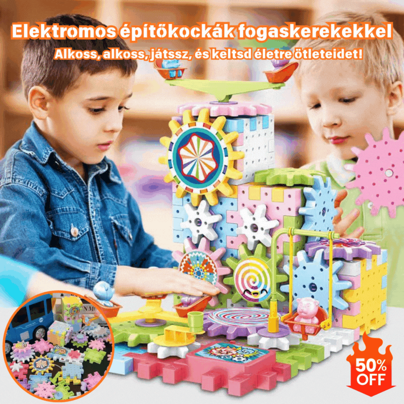 🔥Elektromos építőkockák ★Forgó játék ✨ Nagy részecskés kirakó 🌈Egy folyamatosan változó gyermekparadicsom