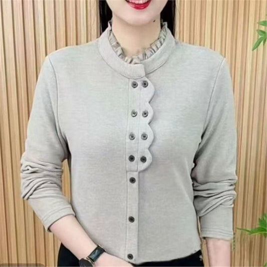 🔥🌈💕【XL~5XL】Nowa dwustronna damska koszulka z niemieckiego ciepłego polaru, luźny modny fason, jesień/zima 2025