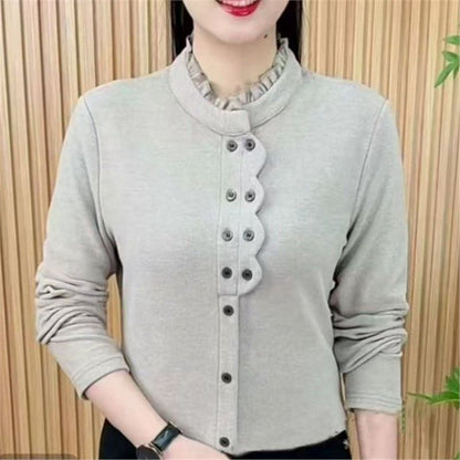 🔥🌈💕【XL~5XL】Nowa dwustronna damska koszulka z niemieckiego ciepłego polaru, luźny modny fason, jesień/zima 2025