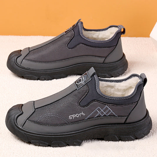 【39-44】Nowy męski zimowy płaszcz 2025, śniegowce z grubą polarową podszewką, ciepłe i antypoślizgowe