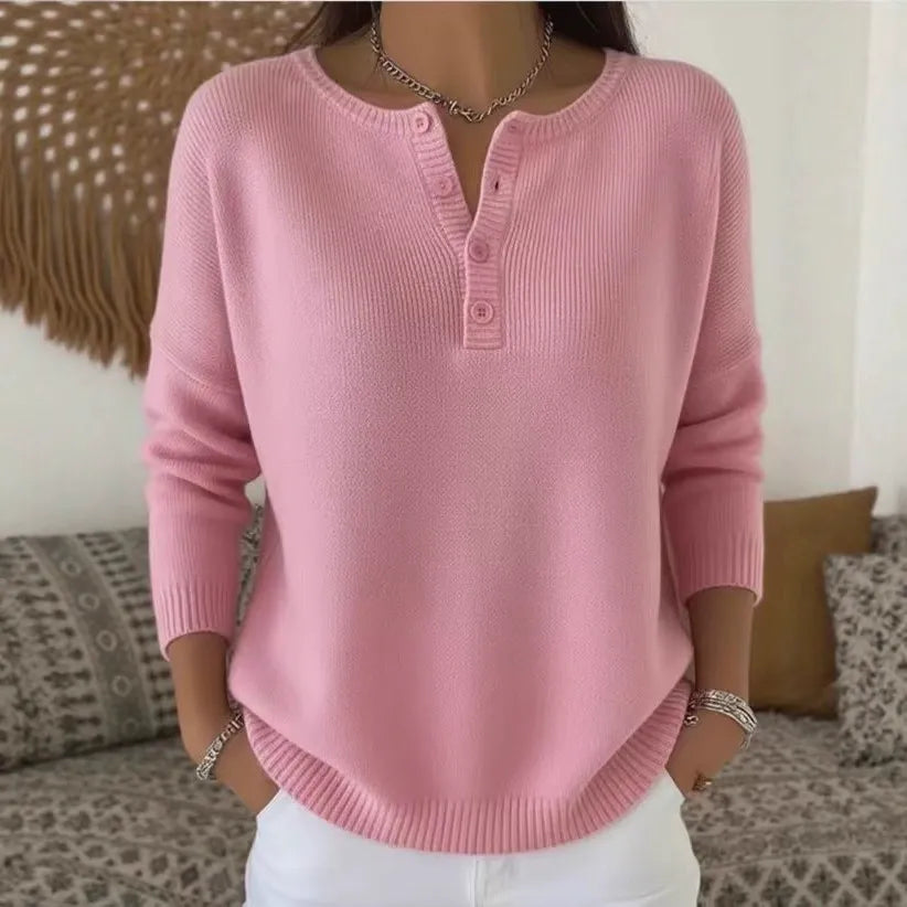 💟 Ostatni dzień: 50% zniżki ✨【S-2XL】Damski jednokolorowy sweter z dekoltem V, luźny i casualowy