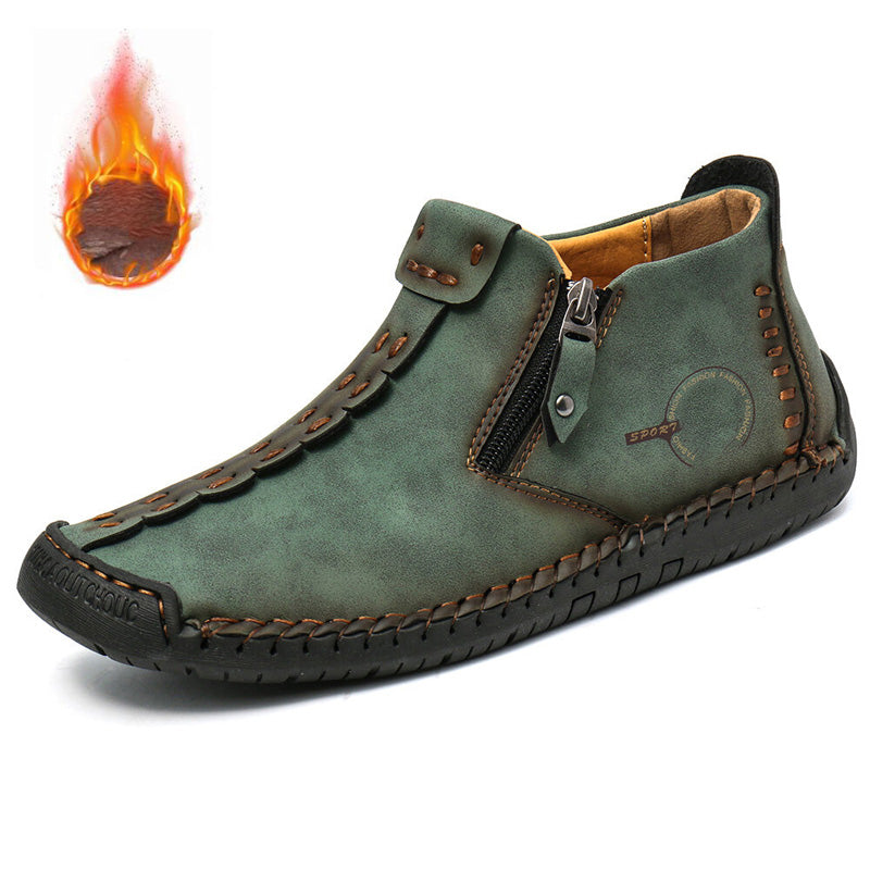 🥾Téli férfi bőr szabadidőcipő (méret 38-48), bélelt és cipzáros – meleg, kényelmes és divatos, télre alkalmas